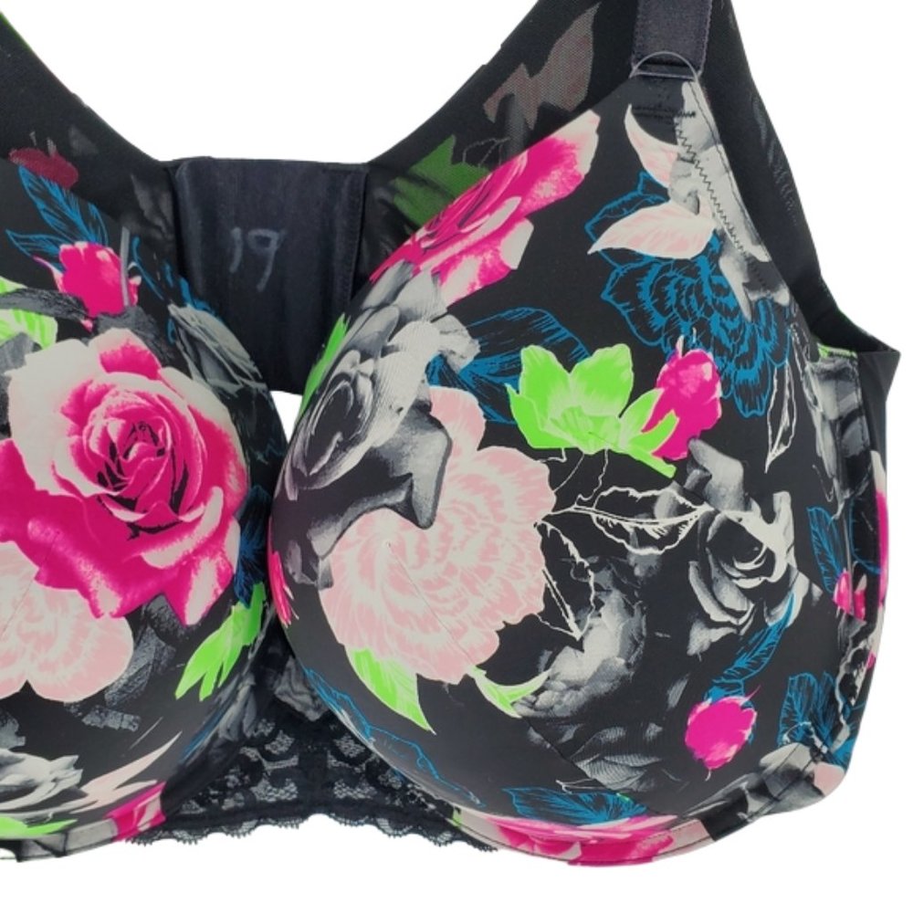 torrid Curve T-Shirt Push-Up Floral Print 360° Back Smoothing Bra Plus Curvy 44F - Picture 3 of 15